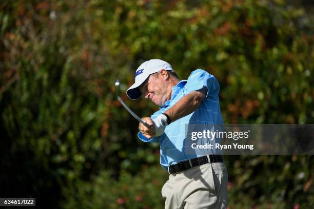 Jeff Sluman tees off on the 16th hole during the first round of the PGA TOUR Champions Allianz Championship at The Old Course at Broken Sound on...