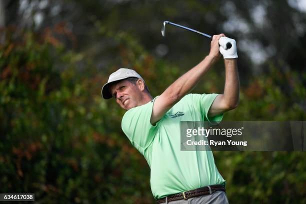 Doug Garwood tees off on the 16th hole during the first round of the PGA TOUR Champions Allianz Championship at The Old Course at Broken Sound on...