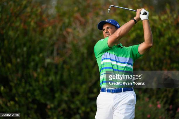 Tom Pernice Jr. Tees off on the 16th hole during the first round of the PGA TOUR Champions Allianz Championship at The Old Course at Broken Sound on...