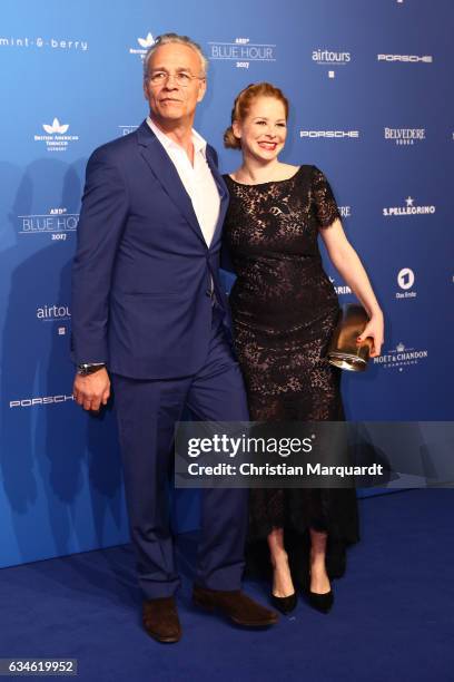 Klaus J. Behrendt and Jasmin Schwiers attend the Blue Hour Reception hosted by ARD during the 67th Berlinale International Film Festival Berlin on...