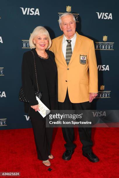 Hall of Famer Jim Taylor and his wife on the Red Carpet at the 2017 NFL Honors on February 04 at the Wortham Theater Center in Houston, Texas.