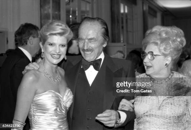 Businessman Donald Trump's wife Ivana Trump, his father Fred Trump laughs and his mom Mary Anne Trump MacLeod attend the 90th birrthday celebration...