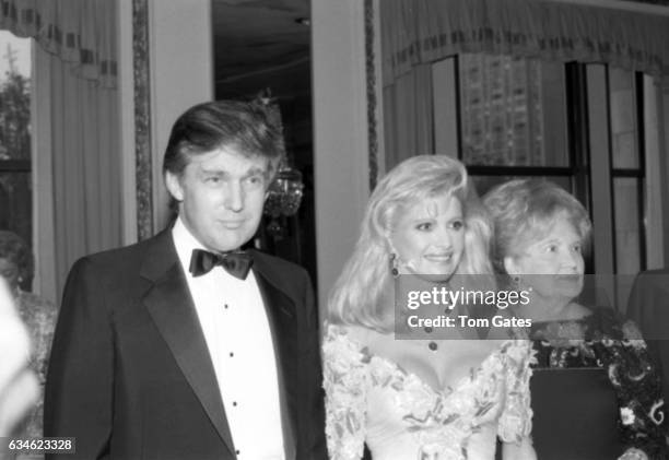 Businessman Donald Trump, his wife Ivana Trump and his mother Mary Anne Trump MacLeod attend the Police Athletic League dinner honoring Donald Trump...