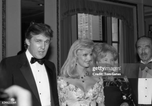 Businessman Donald Trump, his wife Ivana Trump, his mother Mary Anne Trump MacLeod and his father Fred Trump attend the Police Athletic League dinner...