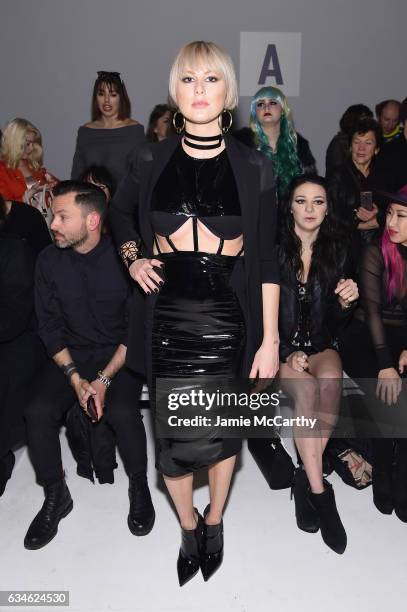 Sarah Barthel attends the Chromat collection Front Row during, New York Fashion Week: The Shows at Gallery 3, Skylight Clarkson Sq on February 10,...