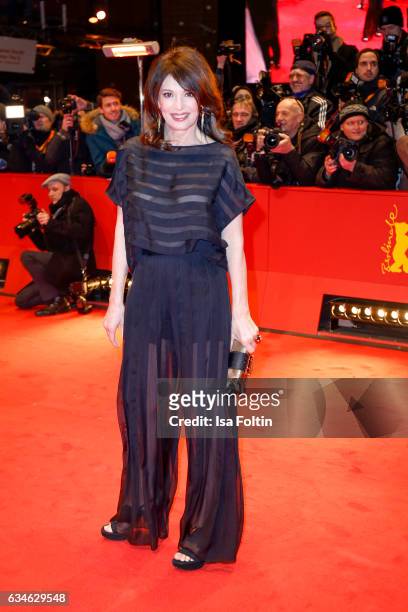 Berman actress Iris Berben attends the 'Django' premiere during the 67th Berlinale International Film Festival Berlin at Berlinale Palace on February...
