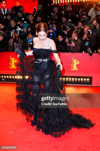 German actress Emilia Schuele attends the 'Django' premiere during the 67th Berlinale International Film Festival Berlin at Berlinale Palace on...