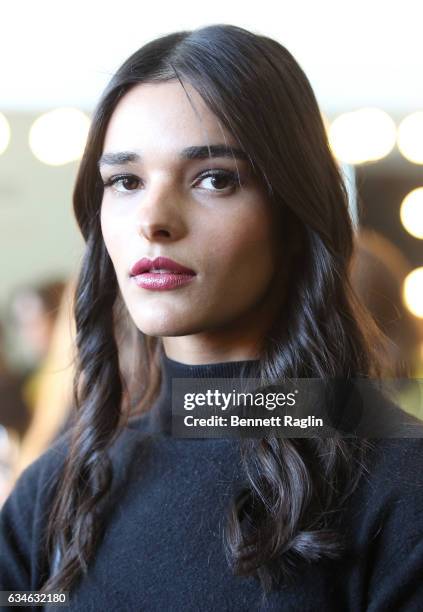 Model backstage during the Pamella Roland fashion show during New York Fashion Week at Pier 59 Studios on February 10, 2017 in New York City.