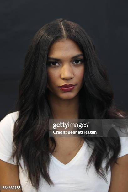 Model Pamela Ramos attends the Pamella Roland fashion show during New York Fashion Week at Pier 59 Studios on February 10, 2017 in New York City.