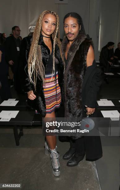 Singer Jillian Hervey of Lion Babe and designer Jeffrey C. Williams attend the Pamella Roland fashion show during New York Fashion Week at Pier 59...
