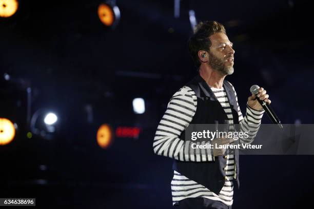 Christophe Mae performs during "Les Victoires de la Musiques 2017" at Le Zenith on February 10, 2017 in Paris, France.