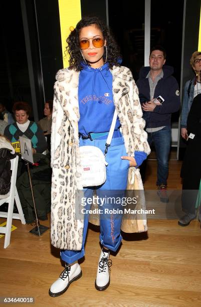 Aluna George attends VFILES Front Row during New York Fashion Week on February 10, 2017 in New York City.