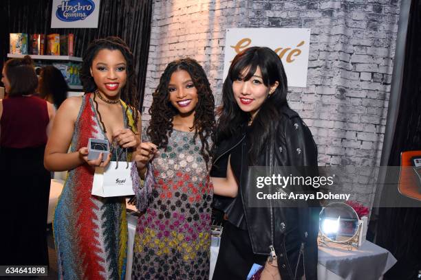 Recording artists Chloe Bailey and Halle Bailey and attend GRAMMY Gift Lounge during the 59th GRAMMY Awards at STAPLES Center on February 10, 2017 in...