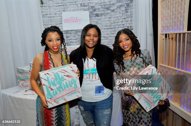 Recording artists Chloe Bailey and Halle Bailey attend GRAMMY Gift Lounge during the 59th GRAMMY Awards at STAPLES Center on February 10, 2017 in Los...