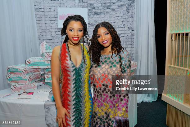 Recording artists Chloe Bailey and Halle Bailey attend GRAMMY Gift Lounge during the 59th GRAMMY Awards at STAPLES Center on February 10, 2017 in Los...