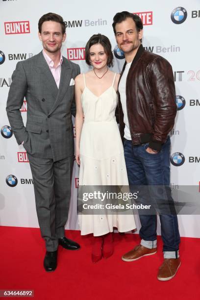 August Wittgenstein , Lea van Acken and Torben Liebrecht during the BUNTE & BMW Festival Night during the 67th Berlinale International Film Festival...