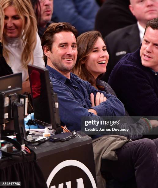 Luke Wilson and guest attend the Denver Nuggets Vs. New York Knicks game at Madison Square Garden on February 10, 2017 in New York City.