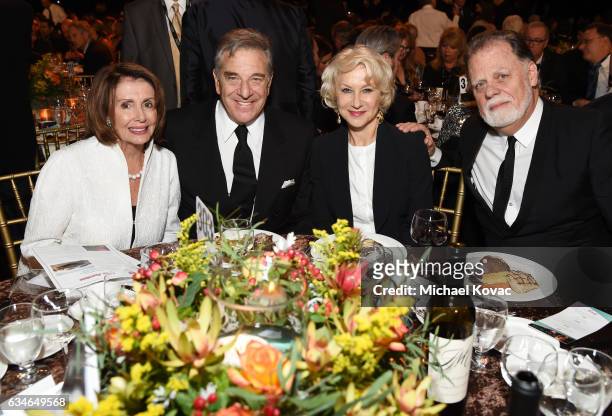 Congresswoman Nancy Pelosi, businessman Paul Pelosi, actress Helen Mirren, and director Taylor Hackford attend MusiCares Person of the Year honoring...