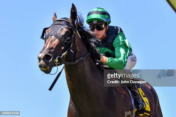 Super Cash ridden by Katelyn Mallyon wins Schweppes Rubiton Stakes at Caulfield Racecourse on February 11, 2017 in Caulfield, Australia.