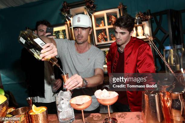 Alex Pall, Andrew Taggart of The Chainsmokers and CEO Absolut Elyx Jonas Tahlin attend The Chainsmokers Pre Grammy Turn Up at the Private Residence...