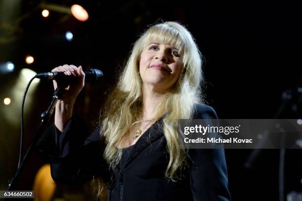 Singer Stevie Nicks performs onstage during MusiCares Person of the Year honoring Tom Petty at the Los Angeles Convention Center on February 10, 2017...