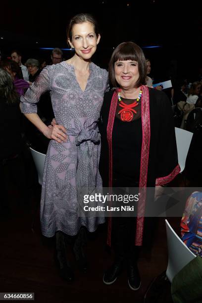 Actor Alysia Reiner and Women's Activist and Playwright Eve Ensler attend the 2017 Athena Film Festival Awards Ceremony at Barnard College on...