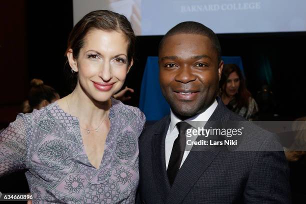 Actors Alysia Reiner and David Oyelowo attend the 2017 Athena Film Festival Awards Ceremony at Barnard College on February 10, 2017 in New York City.