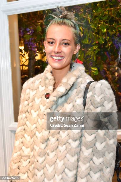 Chloe Norgaard arrives at the Club Monaco show during New York Fashion Week at Club Monaco Fifth Avenue on February 10, 2017 in New York City.