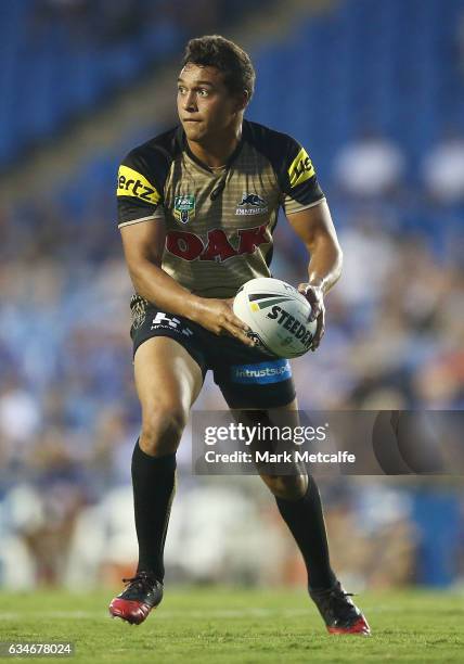 Te Maire Martin of the Panthers in action during the NRL Trial match between the Canterbury Bulldogs and the Penrith Panthers at Belmore Sports...