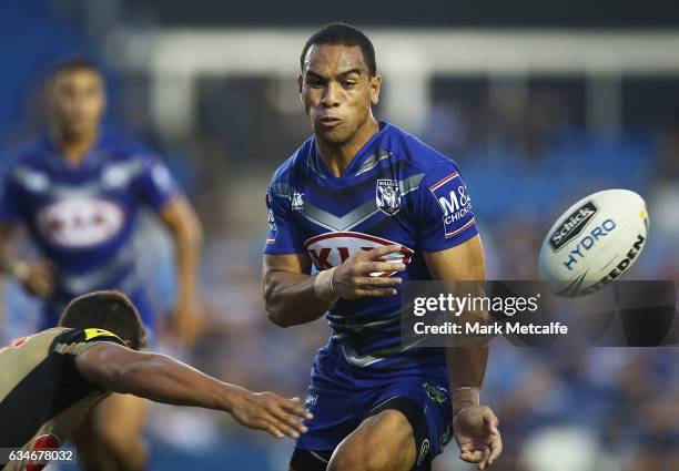 Will Hopoate of the Bulldogs in action during the NRL Trial match between the Canterbury Bulldogs and the Penrith Panthers at Belmore Sports Ground...