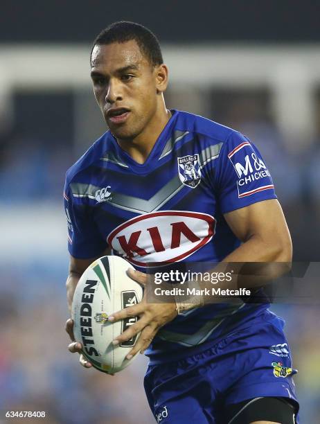 Will Hopoate of the Bulldogs in action during the NRL Trial match between the Canterbury Bulldogs and the Penrith Panthers at Belmore Sports Ground...