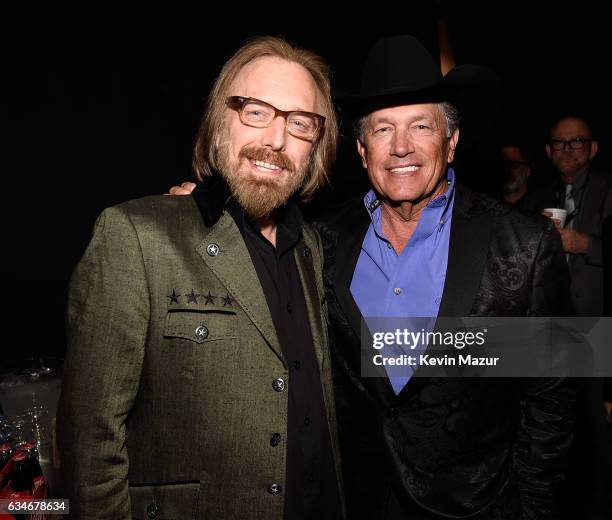 Tom Petty and George Strait attend MusiCares Person of the Year honoring Tom Petty at the Los Angeles Convention Center on February 10, 2017 in Los...