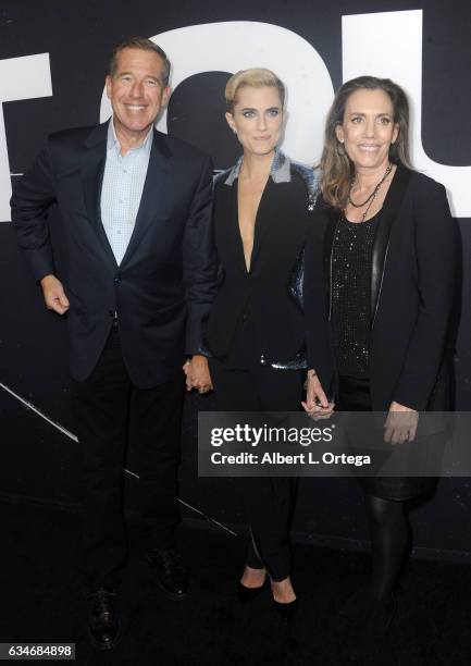 Newscaster Brian Williams, actress Allison Williams and mother Jane Stoddard William arrive for the Screening Of Universal Pictures' "Get Out" held...