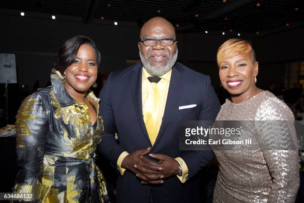 Roslyn Brock, Pastor T.D. Jakes and Iyanla Vanzant attend the 48th NAACP Image Awards Non-Televised Awards Dinner at Pasadena Convention Center on...