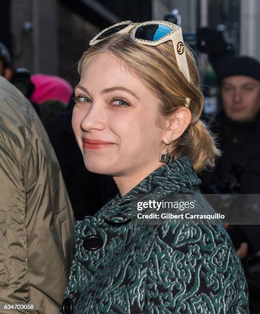 Writer Tavi Gevinson is seen arriving at the Calvin Klein Collection fashion show with new chief creative officer Raf Simons during New York Fashion...