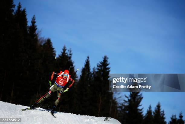 Arnd Pfeiffer of Germany in action during the men's 10km sprint competition of the IBU World Championships Biathlon 2017 at the Biathlon Stadium...