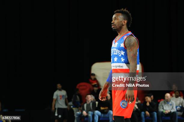 Russ Smith of the Delaware 87ers looks on during the NBA D-League game against the Canton Charge on February 10, 2017 at the Bob Carpenter Center in...