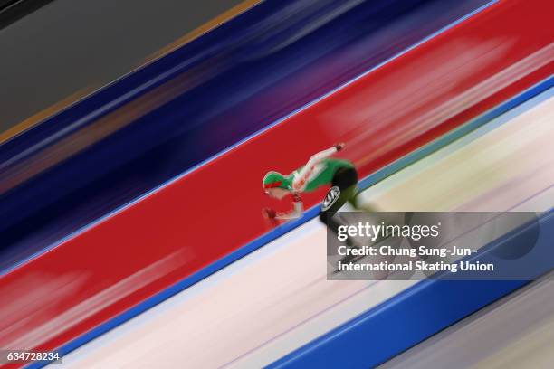 Marina Zueva of Belarus competes in the Ladies 5000m during the ISU World Single Distances Speed Skating Championships - Gangneung - Test Event For...