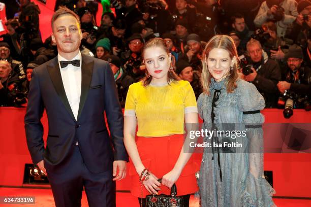 German actor Tom Wlaschiha, german actress Jella Haase and german stage designer Aino Laberenz attend the 'Django' premiere during the 67th Berlinale...