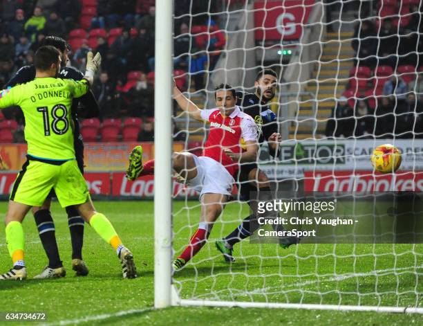 Blackburn Rovers' Derrick Williams, right, under pressure from Rotherham United's Stephen Kelly, scores his sides equalising goal to make the score...