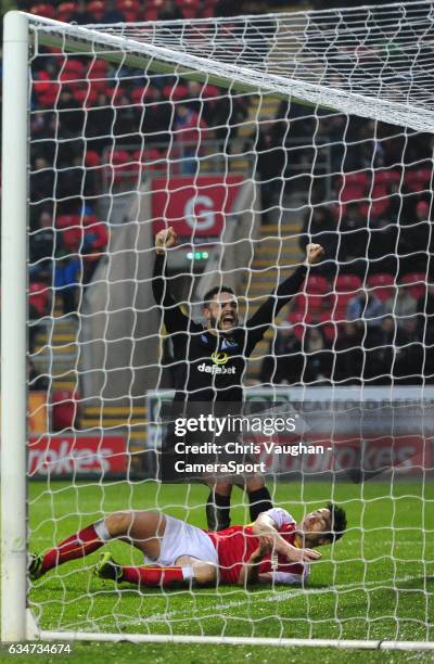 Blackburn Rovers' Derrick Williams celebrates scoring his sides equalising goal to make the score 1-1 during the Sky Bet Championship match between...