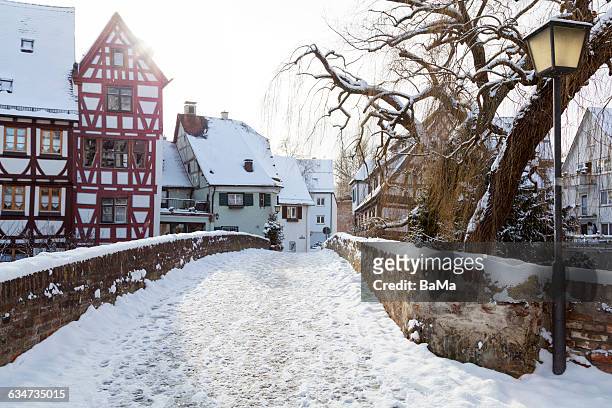 winter view of the old town in ulm, germany - ulm stock pictures, royalty-free photos & images