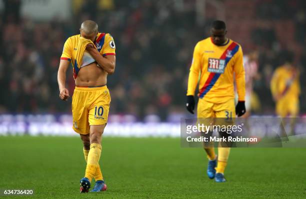 Andros Townsend of Crystal Palace leaves the pitch after the 0-1 defeat in the Premier League match between Stoke City and Crystal Palace at Bet365...