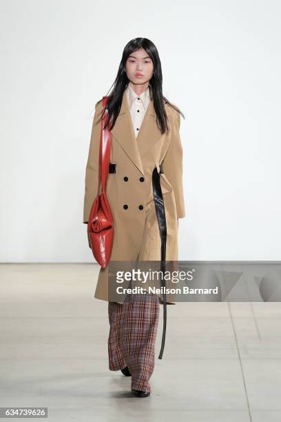 Model walks the runway for the Creatures of the Wind collection during, New York Fashion Week: The Shows at Gallery 2, Skylight Clarkson Sq on...
