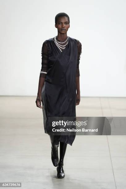 Model walks the runway for the Creatures of the Wind collection during, New York Fashion Week: The Shows at Gallery 2, Skylight Clarkson Sq on...