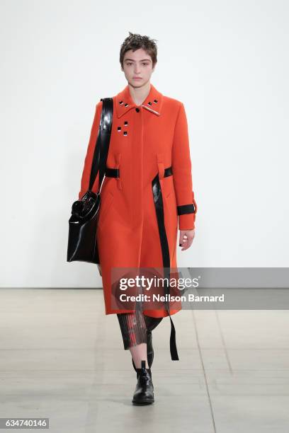 Model walks the runway for the Creatures of the Wind collection during, New York Fashion Week: The Shows at Gallery 2, Skylight Clarkson Sq on...