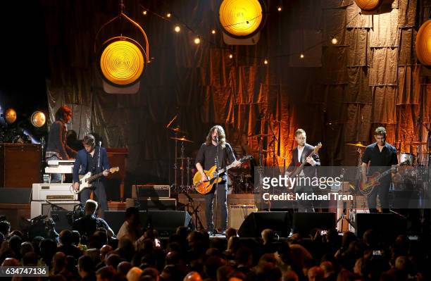 The Foo Fighters perform onstage during the 2017 MusiCares Person of the Year honors Tom Petty held on February 10, 2017 in Los Angeles, California.