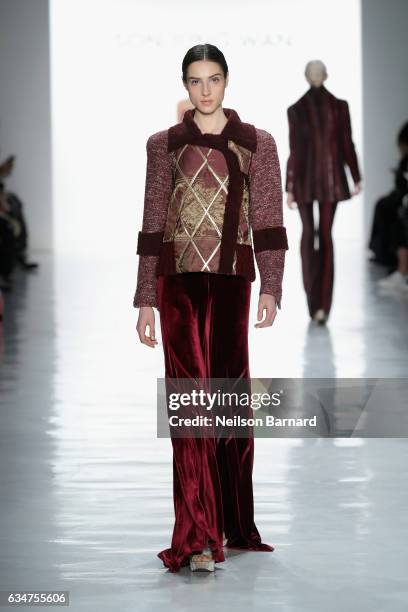 Model walks the runway for the Son Jung Wan collection during, New York Fashion Week: The Shows at Gallery 3, Skylight Clarkson Sq on February 11,...