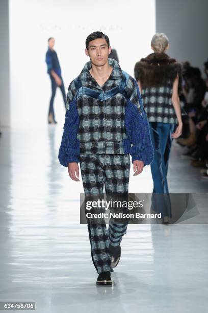 Model walks the runway for the Son Jung Wan collection during, New York Fashion Week: The Shows at Gallery 3, Skylight Clarkson Sq on February 11,...
