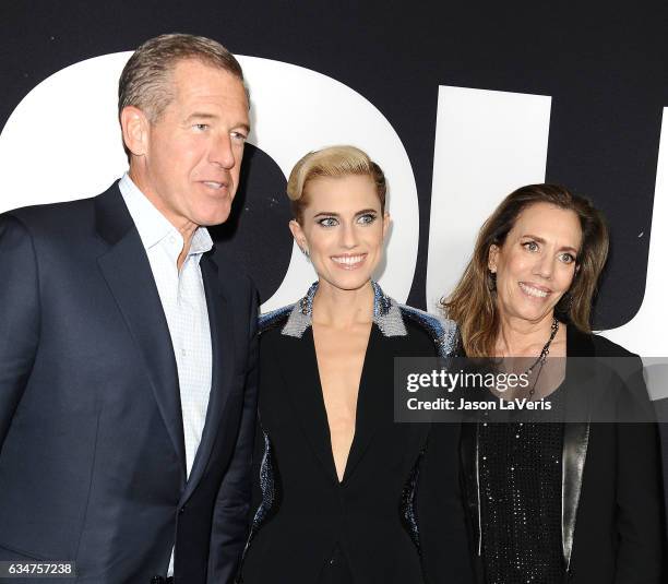 Brian Williams, Allison Williams and Jane Stoddard Williams attend a screening of "Get Out" at Regal LA Live Stadium 14 on February 10, 2017 in Los...